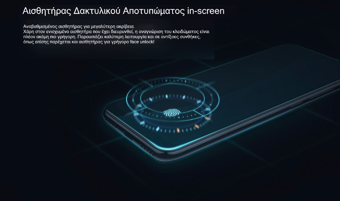 XIAOMI Mi A3 in-screen δακτυλικό αποτύπωμα XIAOMI Mi A3 in-screen δακτυλικό αποτύπωμα